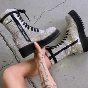 Billionaire bling boots + beanie